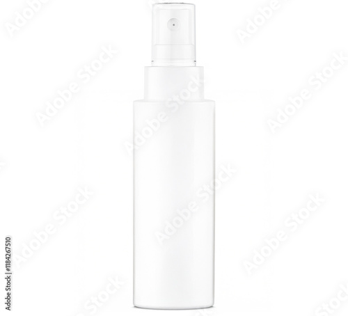 A white bottle with a spray nozzle on a white background.