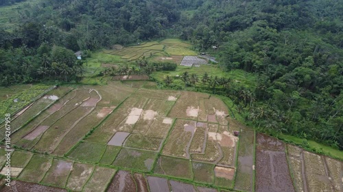 The drone view of Baturaden landscape in Banyumas Regency, Central Java, Indonesia. It was taken on January 09, 2025 by a professional. It's a wonderful landscape with a nice view photo