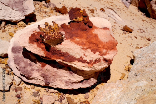 Colorful textured sandstones in the soap creek of Arizona USA photo