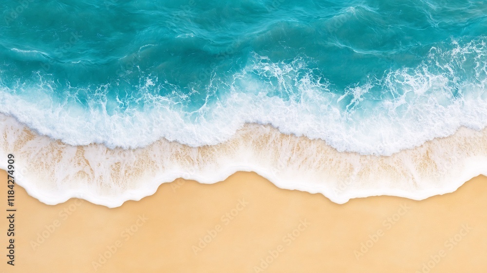 Obraz premium Breathtaking Aerial View of Tranquil Ocean Waves and Pristine Shoreline