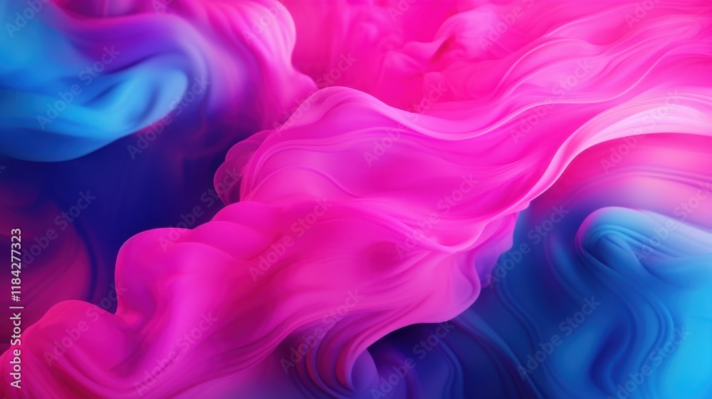 Obraz premium Vibrant abstract waves in pink and blue hues with flowing textures