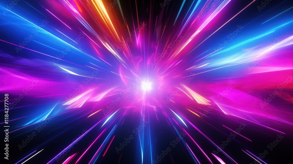 Vibrant colorful light burst in dynamic abstract motion Vibrant colorful light burst in dynamic abstract motion