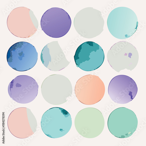 Wedding color idea 2021 trend. Watercolor dot collection. Hand painted Spots on white background. Round, circle Isolated. Blobs of different color. watercolor palette vector illustration. 