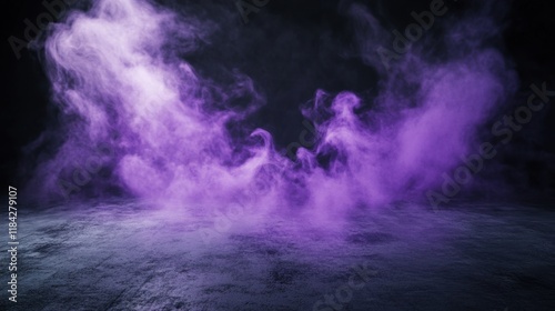 Ethereal purple smoke swirling in dark atmosphere