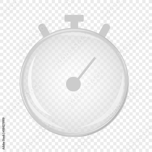 Transparent glass stopwatch designed with simple details. Time, deadline, morning, time to work. Save your time concept, timer. Flat design