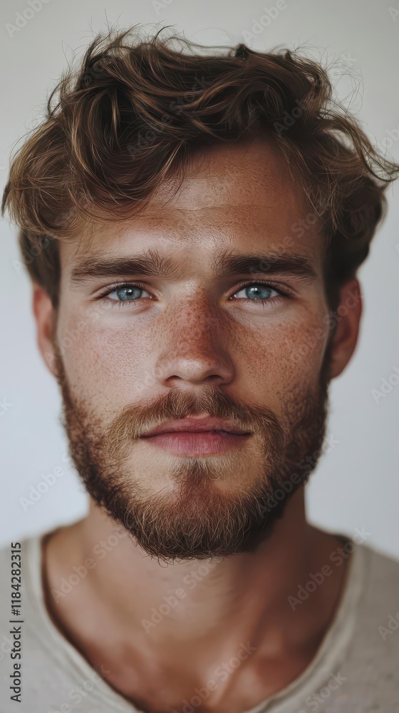 Intense Gaze: A Portrait of a Young Man with a Beard Intense Gaze: A Portrait of a Young Man with a Beard
