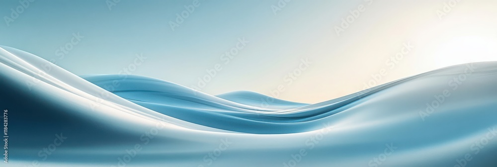 Obraz premium A serene landscape featuring smooth, rolling waves in shades of blue, with a bright horizon suggesting tranquility and calmness.