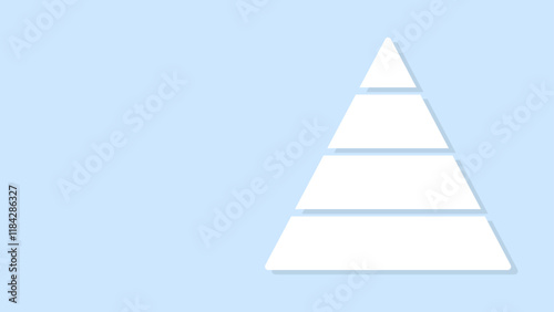 White pyramid shape divided into four horizontal sections against a light blue background, symbolizing hierarchy or structure