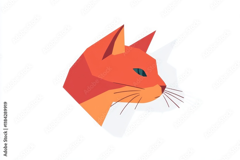 Colorful geometric cat head illustration showcasing vibrant hues and sharp lines in a modern artistic style Colorful geometric cat head illustration showcasing vibrant hues and sharp lines in a modern artistic style