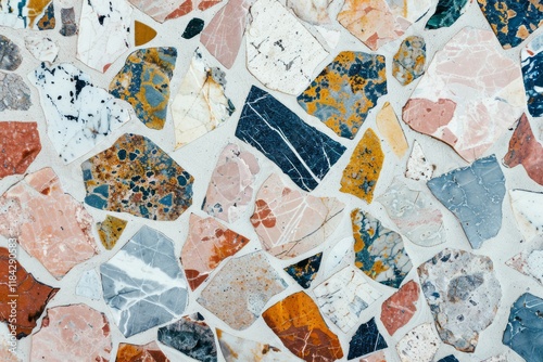 Photo of Grey terrazzo particles pattern on floor surface. Background texture for backdrops or mapping