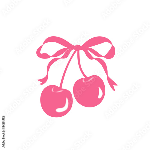 Cherry ribbon bow cute French romantic girly coquette bows cherries graphic Tee t-shirt logo slogan graphic 
