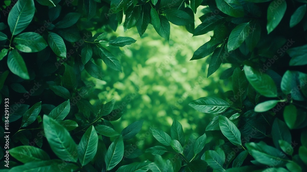 Lush Green Foliage in Tropical Rainforest Canopy with Ample Copy Space Lush Green Foliage in Tropical Rainforest Canopy with Ample Copy Space