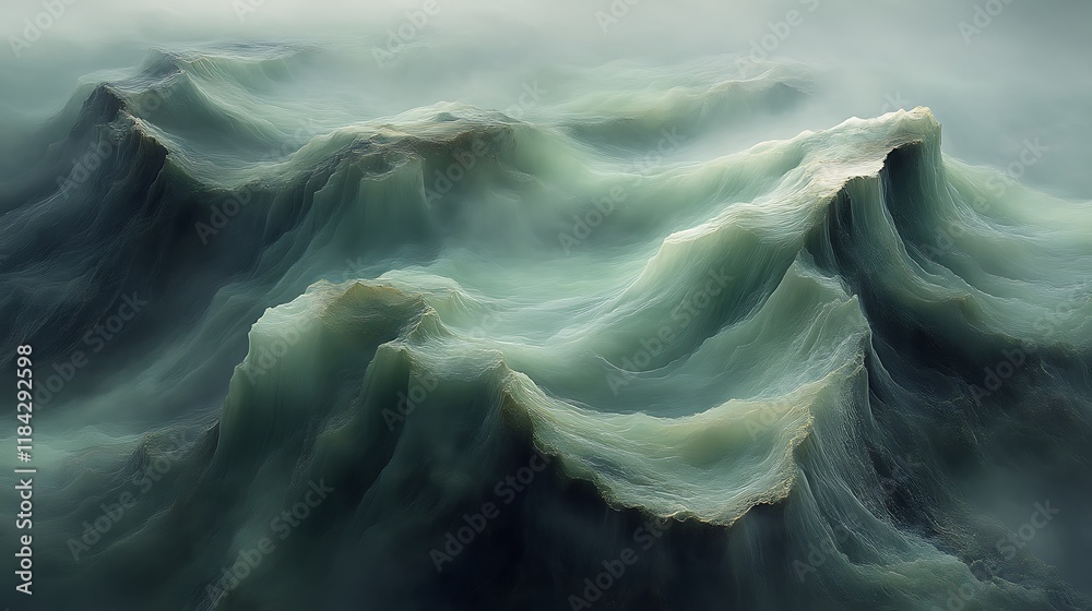 Misty Green Mountains A Surreal Landscape Misty Green Mountains A Surreal Landscape