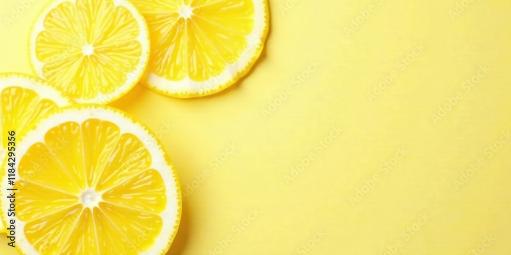 Vibrant Lemon Slices on a Sunny Yellow Background, Perfect for Refreshing Designs and Summer Projects