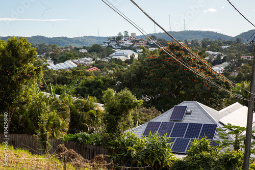 looking over Paddington rooftops towards Mt Coottha in Brisbane photo