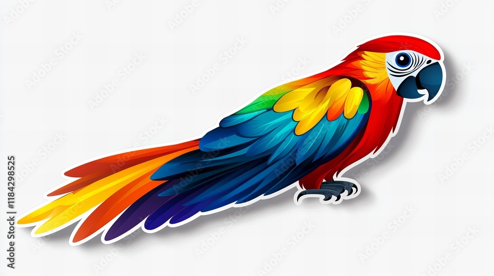 Fototapeta premium Vibrant macaw parrot illustration. Bold colors, detailed feathers.