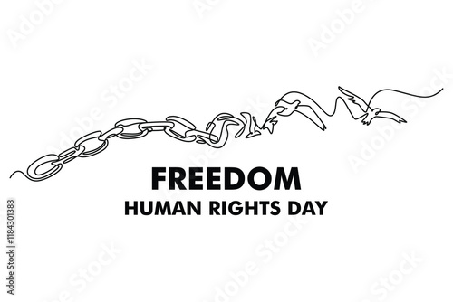 International Human Rights Day Concept. Single line draw design. Full length animation illustration. High quality 4k footage.