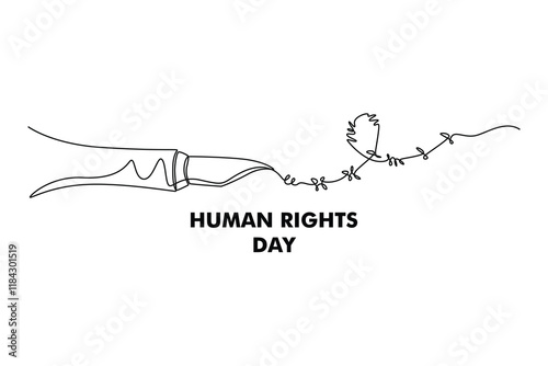 International Human Rights Day Concept. Single line draw design. Full length animation illustration. High quality 4k footage.