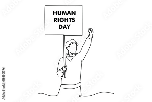 International Human Rights Day Concept. Single line draw design. Full length animation illustration. High quality 4k footage.