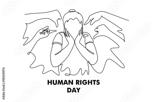 International Human Rights Day Concept. Single line draw design. Full length animation illustration. High quality 4k footage.