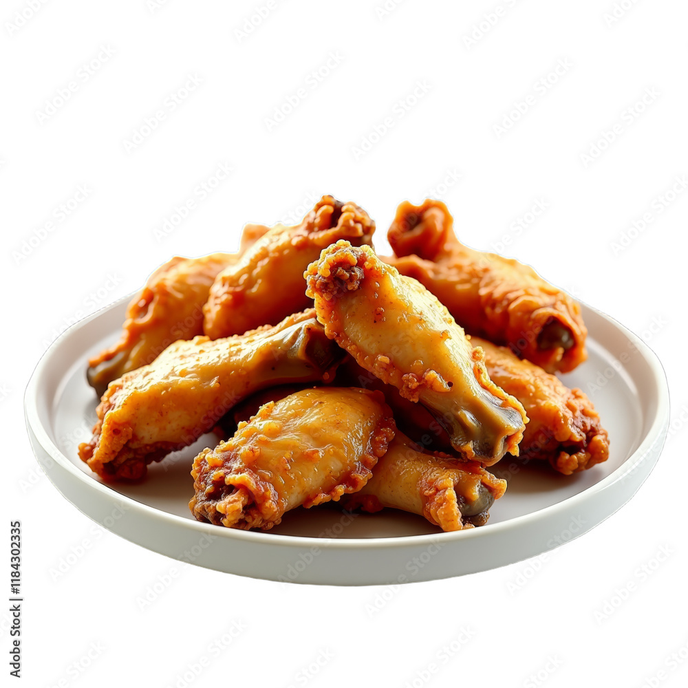 Crispy fried chicken wings tossed in spicy sauce Crispy fried chicken wings tossed in spicy sauce