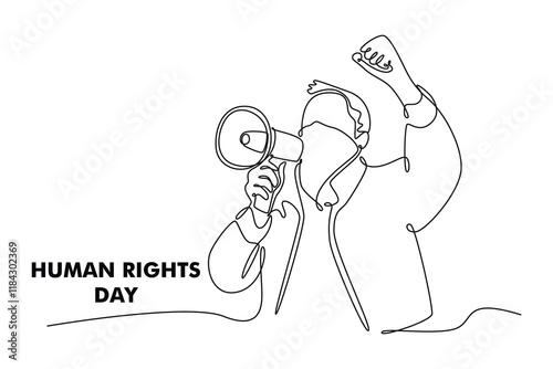 International Human Rights Day Concept. Single line draw design. Full length animation illustration. High quality 4k footage.