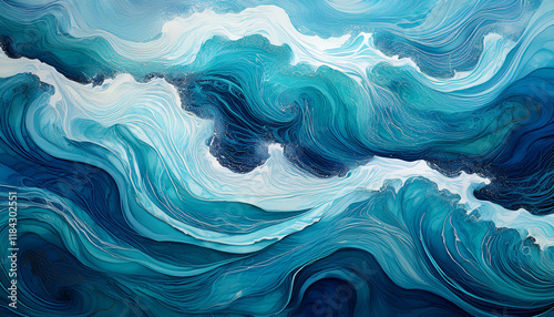 Obraz na płótnie Patterns of turquoise seawater with the movement of waves and foam w salonie