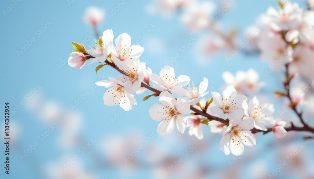 Serene cherry blossoms against a clear blue sky Serene cherry blossoms against a clear blue sky
