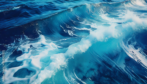Obraz na płótnie Patterns of turquoise seawater with the movement of waves and foam w salonie