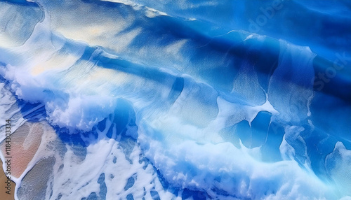 Obraz na płótnie Patterns of turquoise seawater with the movement of waves and foam w salonie