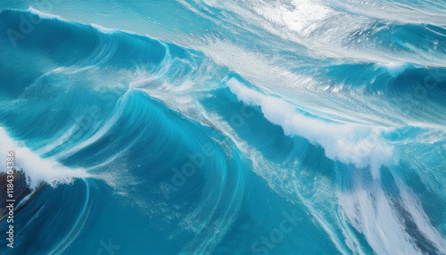 Obraz na płótnie Patterns of turquoise seawater with the movement of waves and foam w salonie