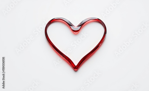 Heart-shaped ribbon, red silk, white background, minimalist, valentine's day, love symbol, simple elegance, delicate curve, romantic gesture, smooth texture, clean composition, soft lighting, gentle s