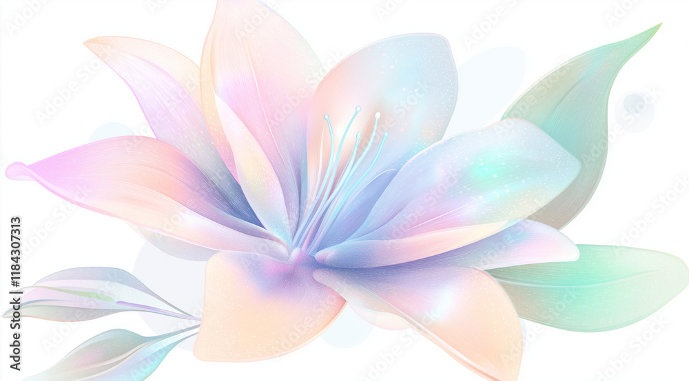 A delicate pastel-colored lily flower designed in a soft clipart style, featuring gentle hues on a transparent background, provided in high-quality PNG format for versatile use A delicate pastel-colored lily flower designed in a soft clipart style, featuring gentle hues on a transparent background, provided in high-quality PNG format for versatile use
