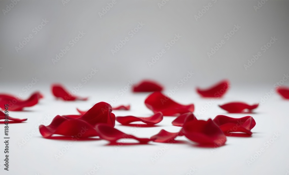 Red rose petals, scattered, white background, soft focus, romantic, valentines day, close-up, macro photography, shallow depth of field, delicate, vibrant red, minimalist, love, passion, floral, textu Red rose petals, scattered, white background, soft focus, romantic, valentines day, close-up, macro photography, shallow depth of field, delicate, vibrant red, minimalist, love, passion, floral, textu