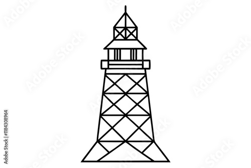 Geometric Lighthouse Vector Illustration with Layered Patterns