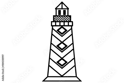 Geometric Lighthouse Vector Illustration with Layered Patterns