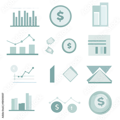 minimalistic graphic icon set money investment illustration