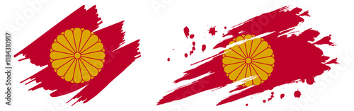 Vector illustration of Japanese Emperor flag in brush stroke effect on transparent background