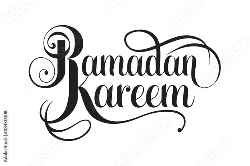 Ramadan Kareem English text typography vector art on white background. Template design for ramadan banner, wallpaper, flyer, poster, sticker, card. Islamic background design.