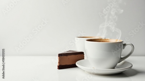 Wallpaper Mural Aromatic Coffee and Decadent Chocolate Dessert on a White Surface Torontodigital.ca