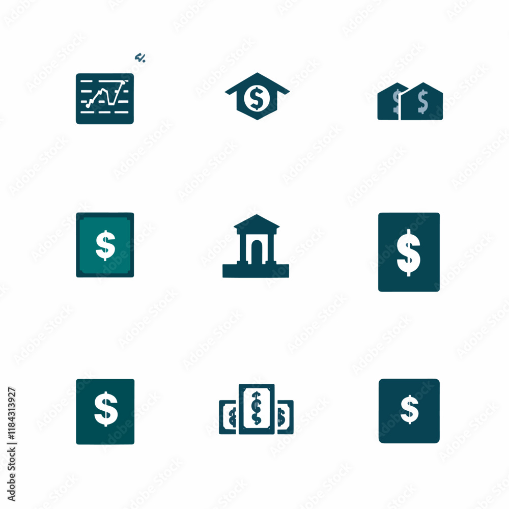 minimalistic graphic icon set money investment illustration minimalistic graphic icon set money investment illustration