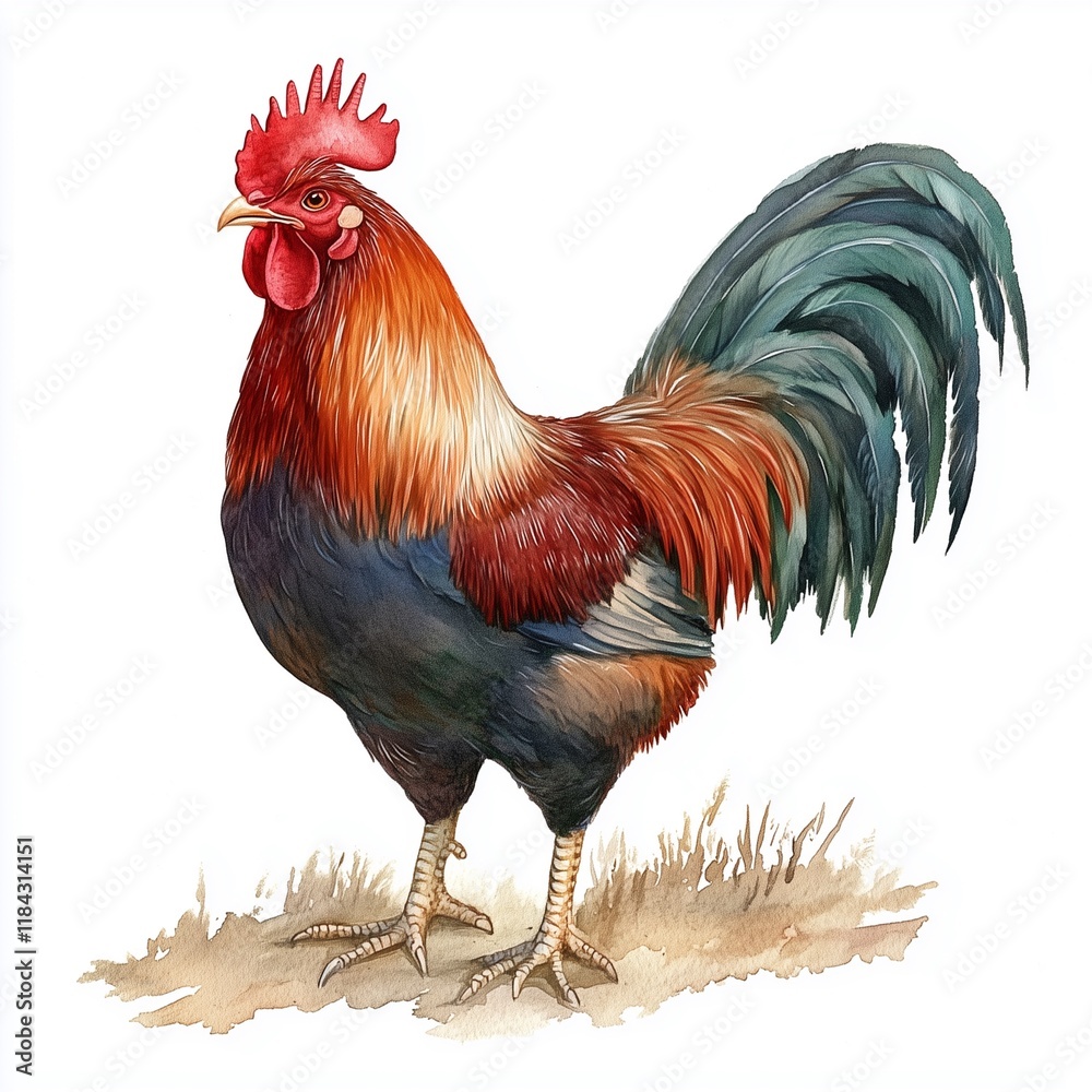 Fototapeta premium watercolour clipart of a Rooster