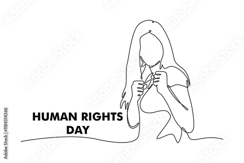 International Human Rights Day Concept. Single line draw design. Full length animation illustration. High quality 4k footage.