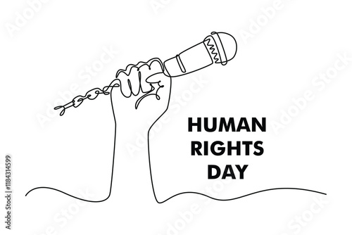 International Human Rights Day Concept. Single line draw design. Full length animation illustration. High quality 4k footage.
