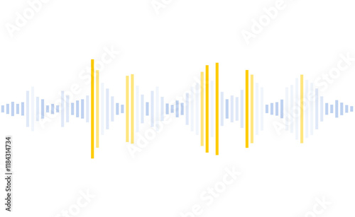 Simple voice sound display. Audio graph of waveform equalizer. Audio levels. Transparent PNG design.