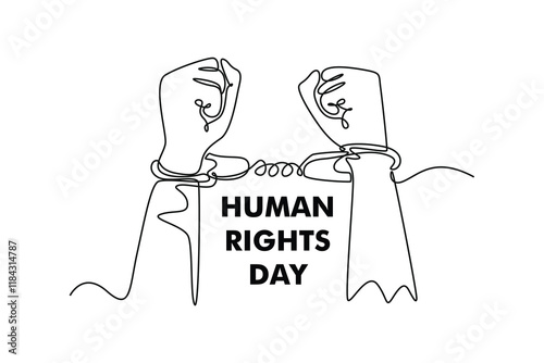 International Human Rights Day Concept. Single line draw design. Full length animation illustration. High quality 4k footage.