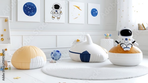 Child s Space Themed Room Decor  Astronaut Toys  Planets  Stars photo