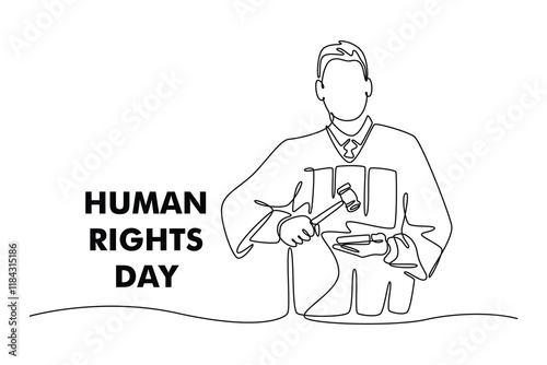 International Human Rights Day Concept. Single line draw design. Full length animation illustration. High quality 4k footage.