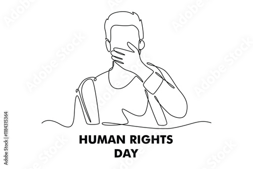International Human Rights Day Concept. Single line draw design. Full length animation illustration. High quality 4k footage.