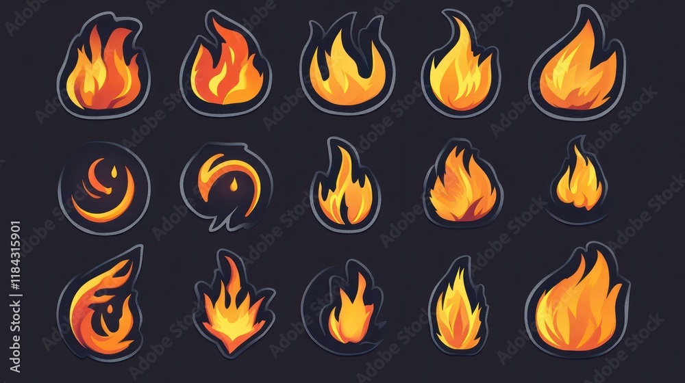 Vector Fire Stickers: Isolated, Textured, and Perfect for Hot Content ,fire icon, flame icon, black fire, retro fire, vector fire, fire graphic, flame graphic, fire sticker, flame sticker, burning, bl Vector Fire Stickers: Isolated, Textured, and Perfect for Hot Content ,fire icon, flame icon, black fire, retro fire, vector fire, fire graphic, flame graphic, fire sticker, flame sticker, burning, bl